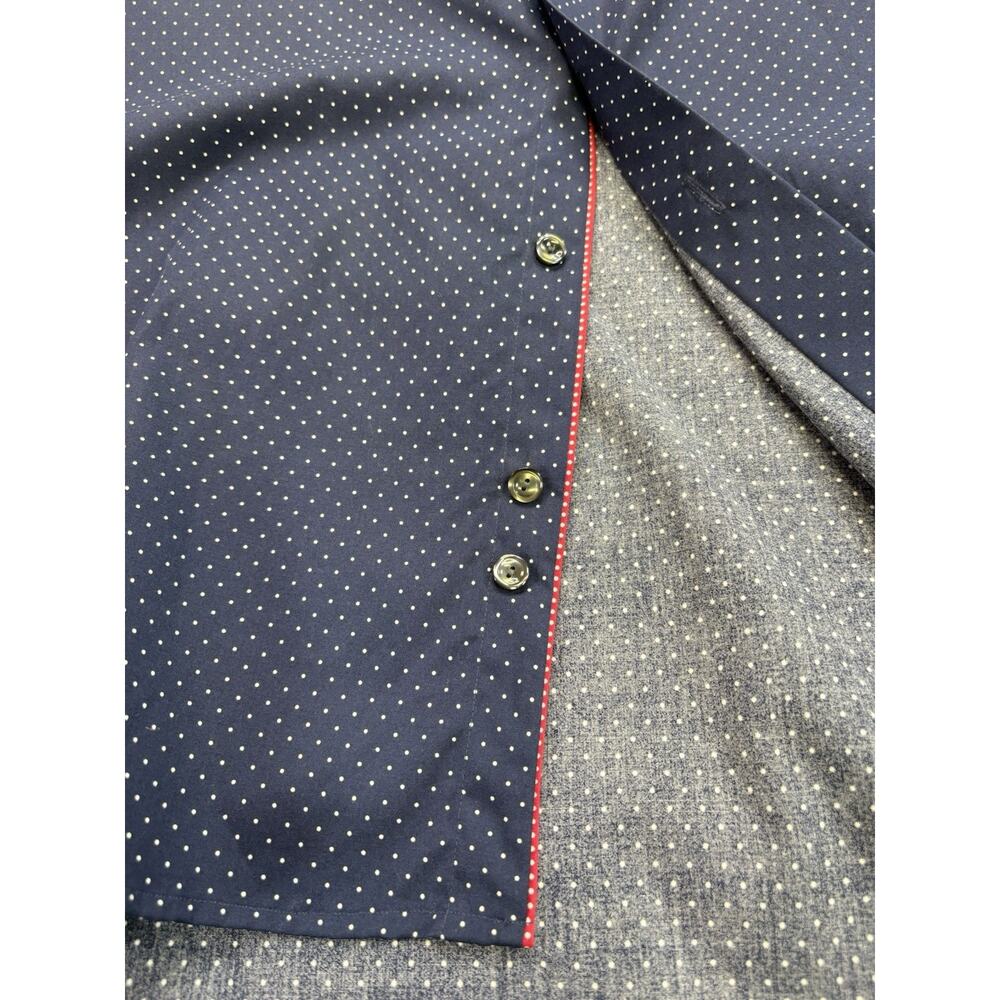 ETON Contemporary Fit Dress Shirt 16.5 42 Navy Blue White Polka Dot Twill Luxury - Picture 9 of 9